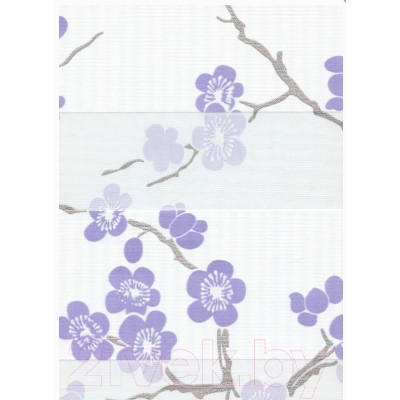 Рулонная штора Delfa Сантайм День-Ночь Декор МКД DN-46074 (34x160, сакура/фиолетовый)